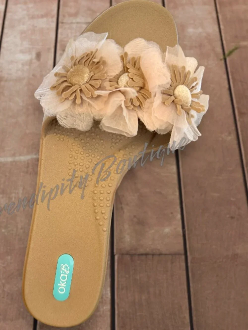 Oka b Catalina Pretty Floral Fringe Flex Sole Girly Boho Comfy Slides Sandals - Picture 7 of 8